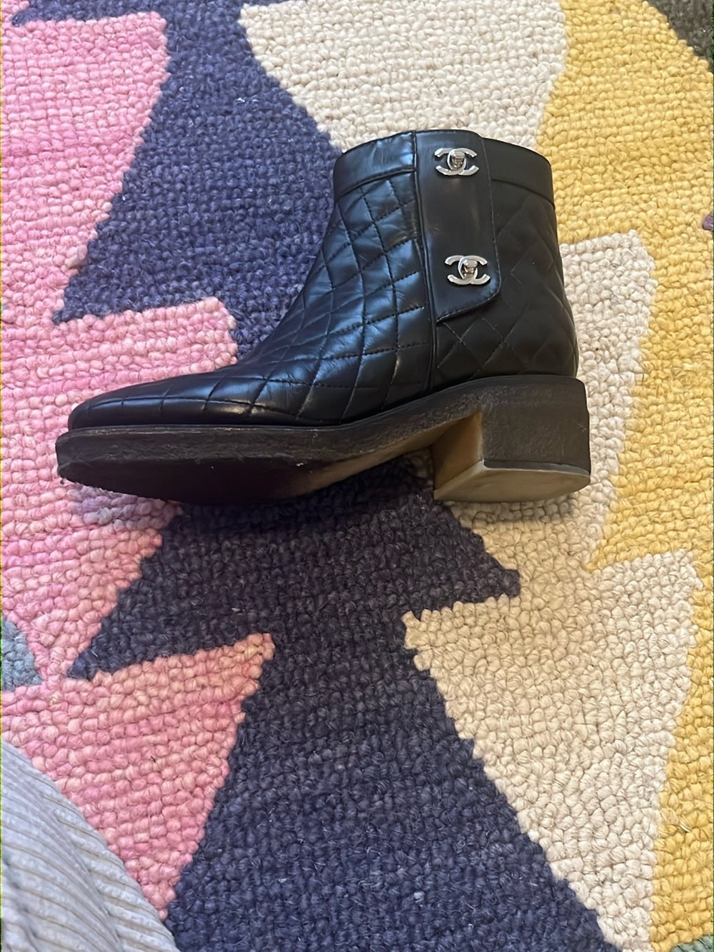 CHANEL Black Quilted Ankle Boots - Picture 9 of 11